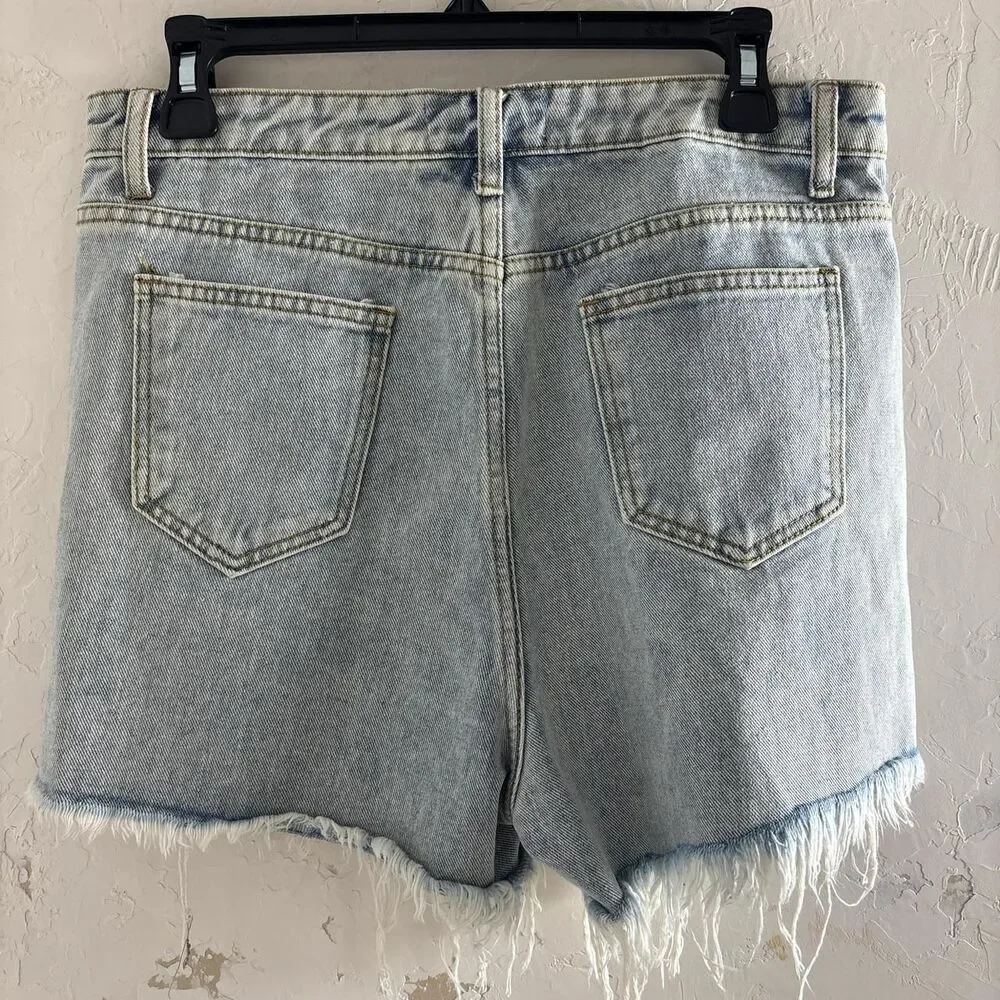 Blue B womens size L distressed shorts rhinestone chains fairygrunge Rock babe